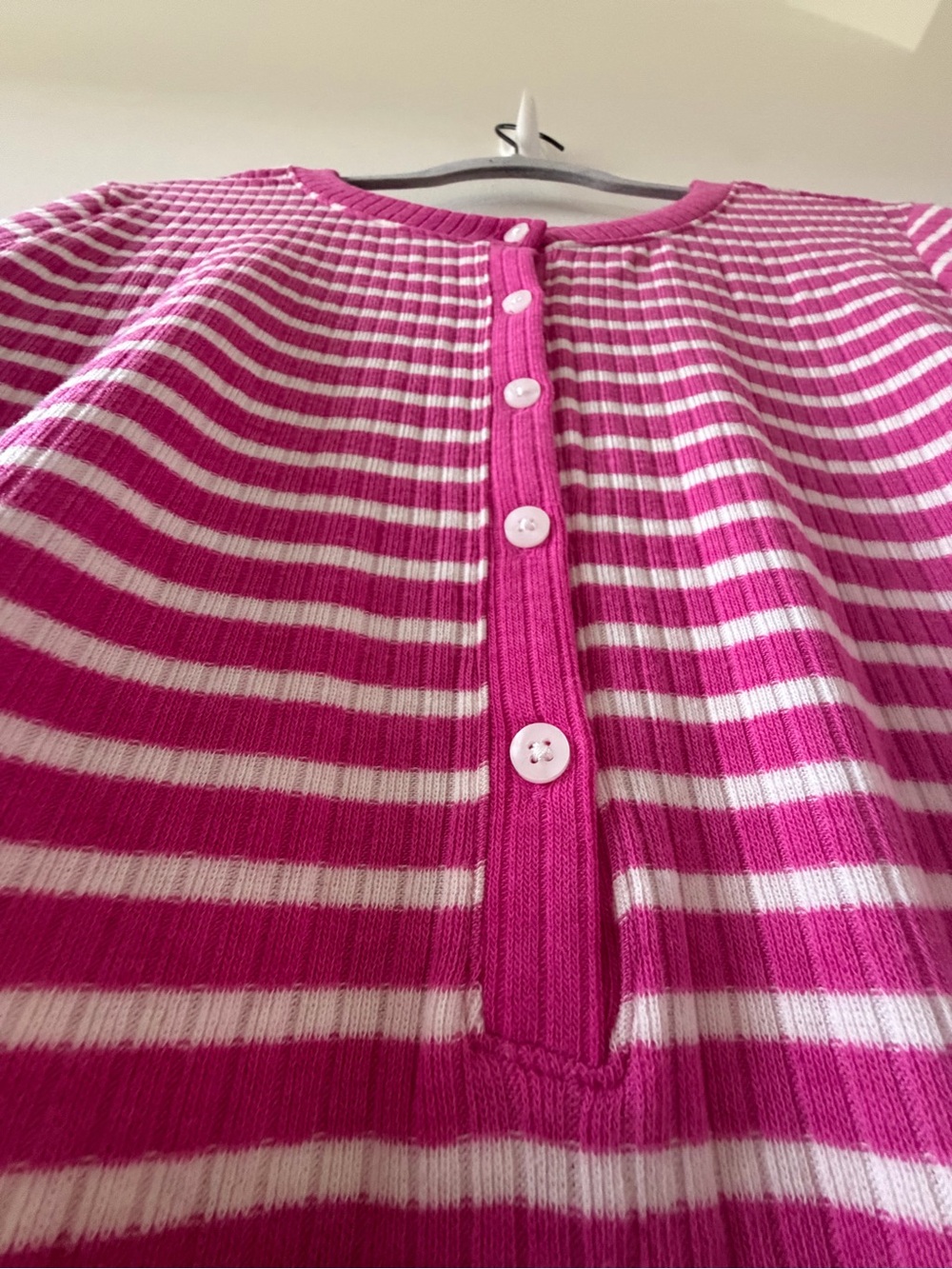 Women’s Sonoma pink-striped long-sleeve henley top - Picture 5 of 7